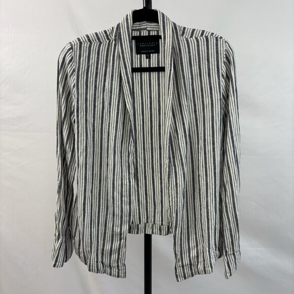 Sanctuary Women's Striped Linen Blazer Jacket Blue and White Size M - Picture 1 of 3